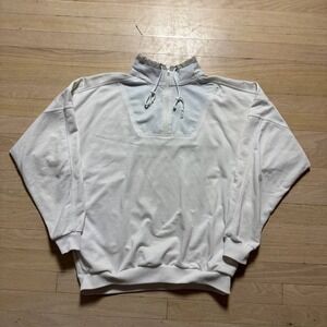 Vintage Jantzen Sport Quarter Zip Pullover Sweatshirt White Mens Medium 90s